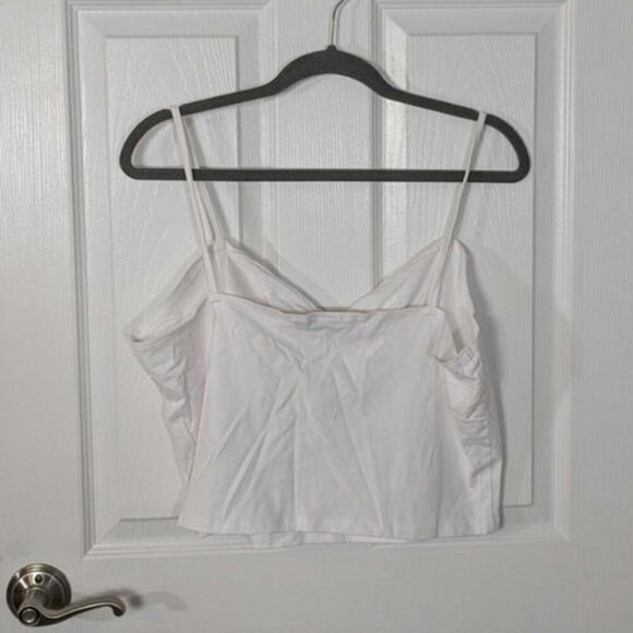 ASOS Designs Cropped Cotton O-Ring Tie Front White Camisole Tank Top Size 14 - Picture 3 of 7